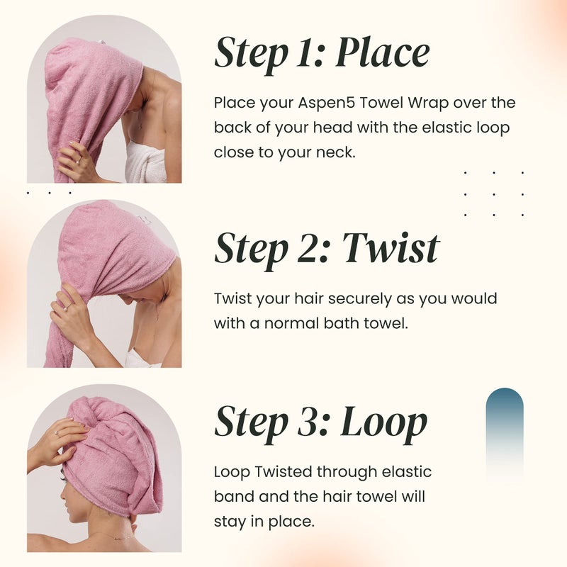 Aspen5 Extra Large Waffle Cotton Hair Towel Wrap - 30 inches Long, 400 GSM, Ultra Absorbent, Quick Dry Hair Turban for Women, Ideal for Long and Curly Hair, Perfect for Plopping (Hippie Pink) - Image 2